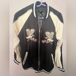 Kendall & Kylie Black and White Embroidered Bomber Jacket Pre Owned Size S